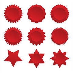 Collection of red blank labels sale or discount sticker vector illustration 