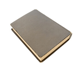 Closed brown vintage book with hard cardboard cover isolated on transparent background, PNG