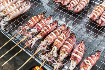 Grilled squid in street food style
