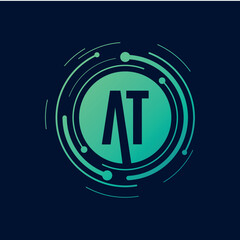 Letter A T Initial Technology Logo