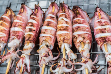 Grilled squid in street food style