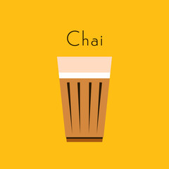 Chai logo design. Karak Milk Chai Illustration On Organic Background. Spicy Hot Tea Design Element Vector Design.