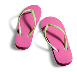 Blue beach rubber sandals flip flops isolated on white background