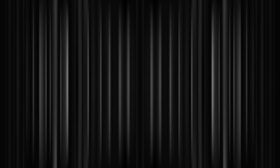Abstract black line stripes dynamic fabric curtain geometric background texture vector illustration.