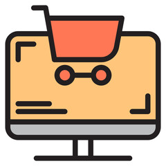 Online shopping color line style icon