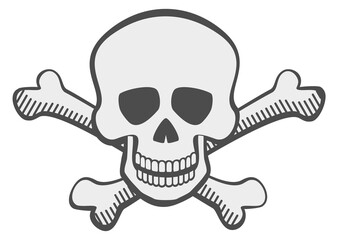 Skull with crossed bones logo. Pirate symbol. Death sign
