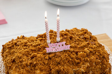 birthday cake with candles