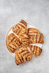 Puff pastries stuffed with pumpkin on a table	