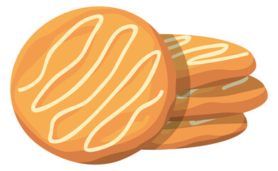 Obraz premium Homemade cream cookie. Round bakery cartoon icon
