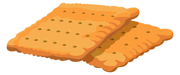 Square salty cracker icon. Cartoon biscuit snack