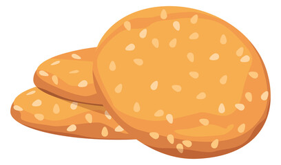 Sesame seed cookie. Round homemade biscuit icon