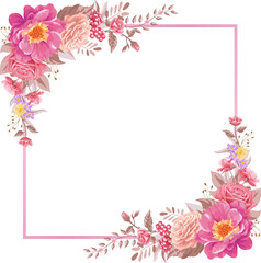 Obraz na płótnie Canvas Beautiful Rose Flower and botanical leaf digital painted illustration for love wedding valentines day or arrangement invitation design greeting card