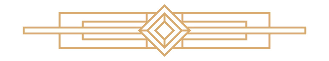 Modern art deco header. Elegant golden line divider