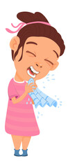 Kid sneezing. Cute little girl with cold or flu virus. Unhealthy child