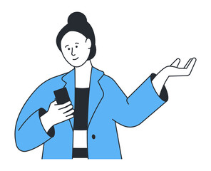 Girl making video call. Young woman using smartphone