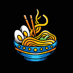 Ramen noodle illustration vector design with egg toping, can be used for merch, t-shirt design, poster, etc