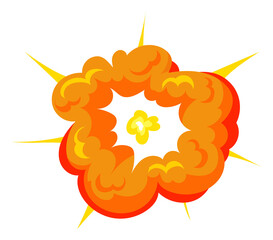 Comic explosion. Cartoon fire smoke cloud icon