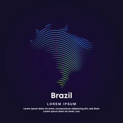 Naklejka premium Abstract Brazil map in a linear style. Vector logo Brazil map color silhouette on a dark background. Brazil map vector template suitable for organization, company, or community. EPS 10