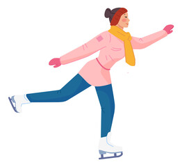 Figure skating young woman. Winter joy activity