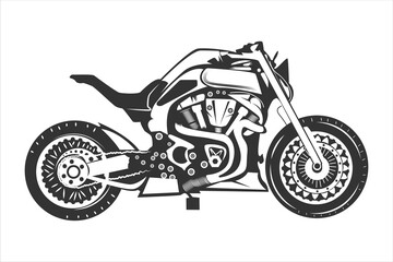 Of hand drawn motorcycle isolated on white background. monochrome style.
