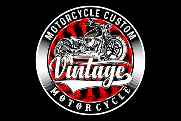T-shirt print with hand drawn motorcycle on black background and texture.