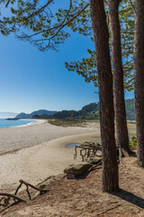 Fototapeta na wymiar Beautiful Rodas beach in Cies Islands National Park in Vigo, Galicia, Spain.