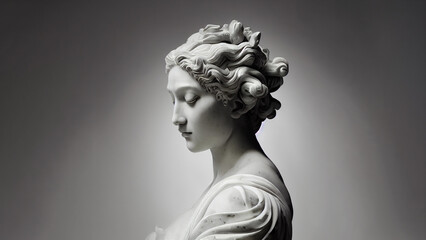 Illustration of a Renaissance marble statue of Gaia. She is the Primordial Goddess and personification of the Earth. Gaia in Greek mythology is known as Terra in Roman mythology. - obrazy, fototapety, plakaty