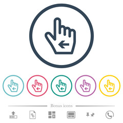 Hand cursor left outline flat color icons in round outlines