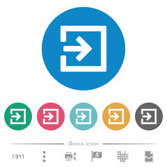 Import with inside arrow flat round icons