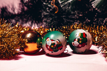 christmas balls and tinsel