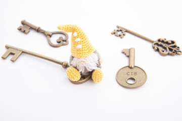 image of wool toy key white background