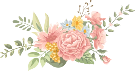 Foto op Canvas Beautiful Rose Flower and botanical leaf digital painted illustration for love wedding valentines day or arrangement invitation design greeting card © wirakorn