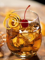 Old Fashioned served on the rocks with orange