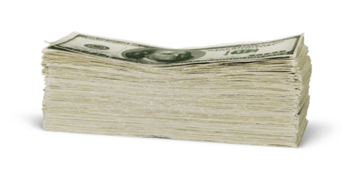 Stack of money on white isolated background