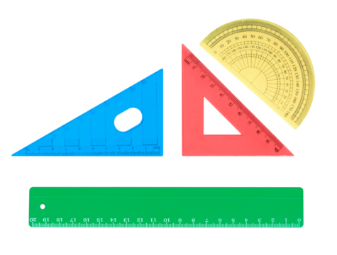 Ruler instruments isolated on white background