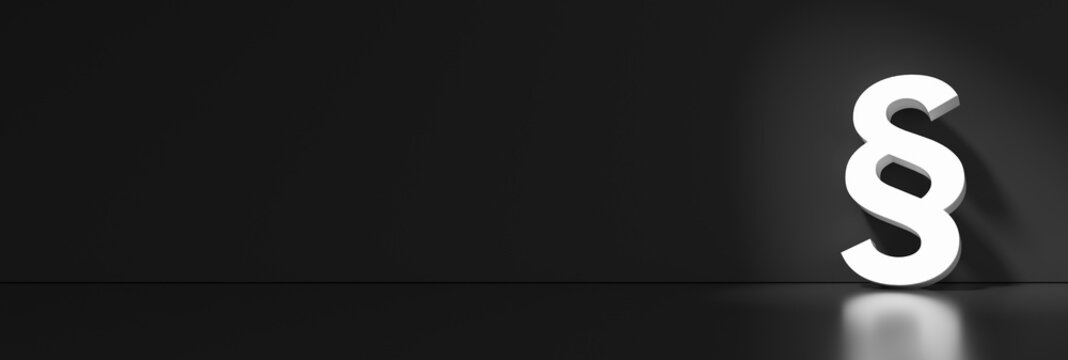 Paragraph / Section sign standing on the floor  - Symbol of Law and Justice, with lots of copy space for your individual text