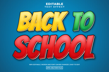 Comic cartoon back to school text style, editable text effect design template