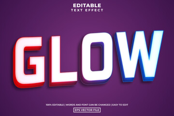 Colorful glow text style, editable text effect design template