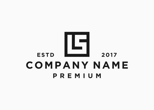letter ls square logo design vector illustration template