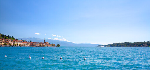 View of the Bay with the City of Salo in Lake Garda, Italy