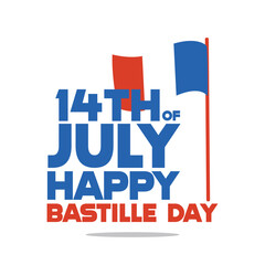 Colored happy bastille day poster with flag of France Vector