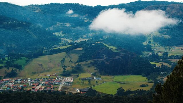 Town of Urubici during cloudy day in Brazilian mountains