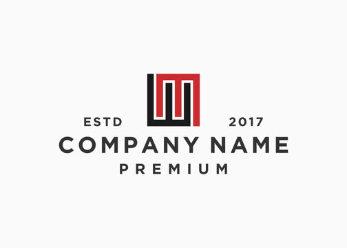 letter wm with square logo design vector illustration template