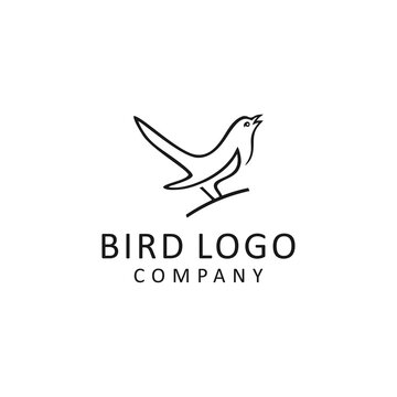 bird canary animal line minimalist logo design