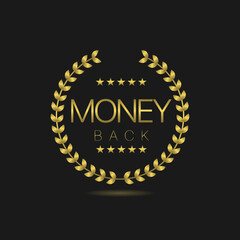 Money back golden laurel wreath label