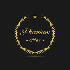Premium offer golden laurel wreath label