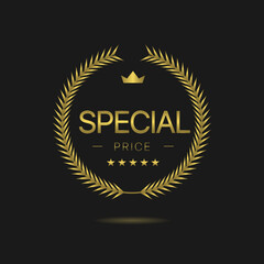 Special price golden laurel wreath label