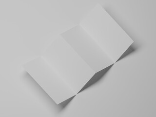 4-fold brochure mockup 3d rendering with white background 