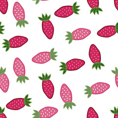 Hand drawn strawberries wallpaper.Doodle strawberry seamless pattern. Fruits backdrop.