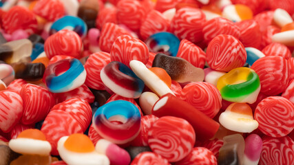 Tasty mix of jelly colorful candies.